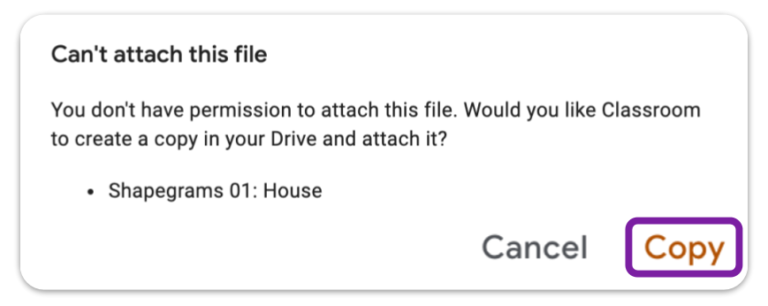 Can't Attach Files - Click Copy