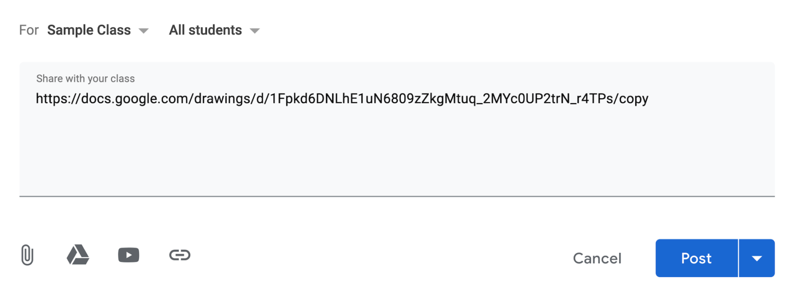 Paste into body of Google Classroom Post