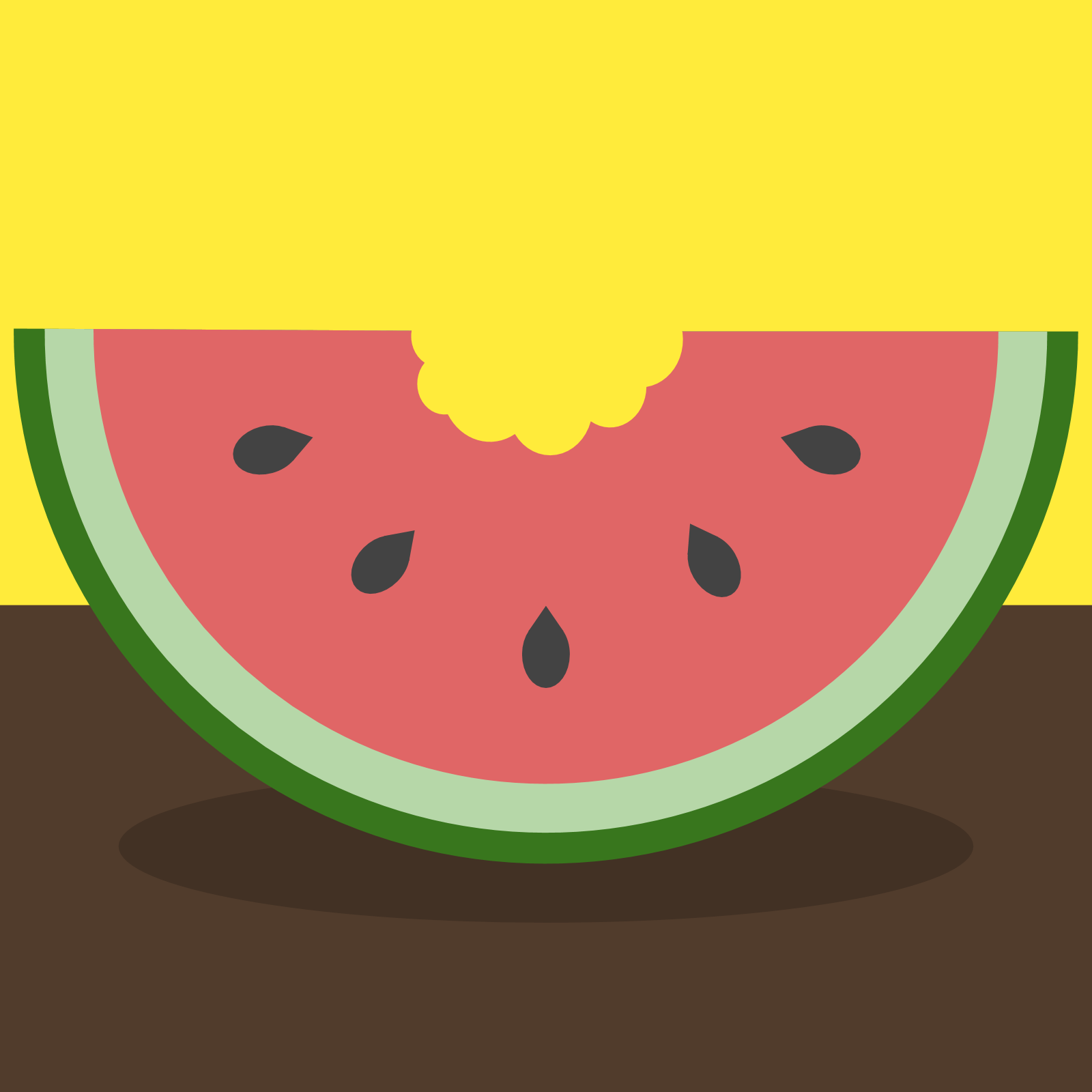 Watermelon slice with a bite