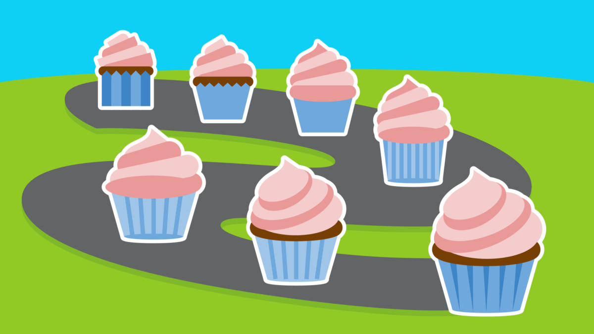 7 drawings of a cupcake