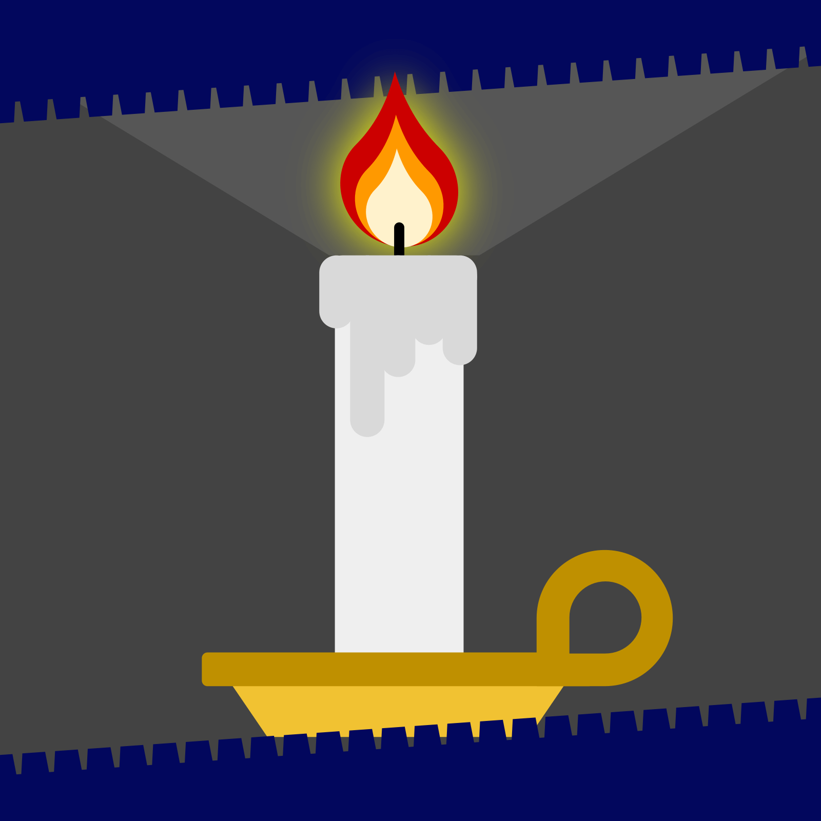 Drawing of a candle with glowing flame