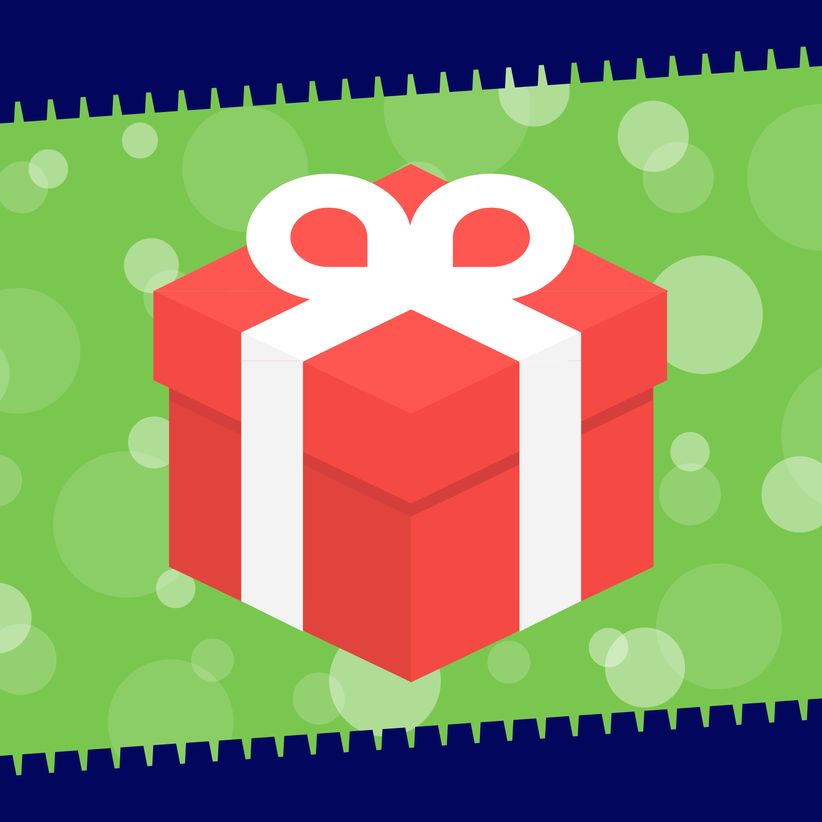 Drawing of a wrapped present with ribbon and a bow