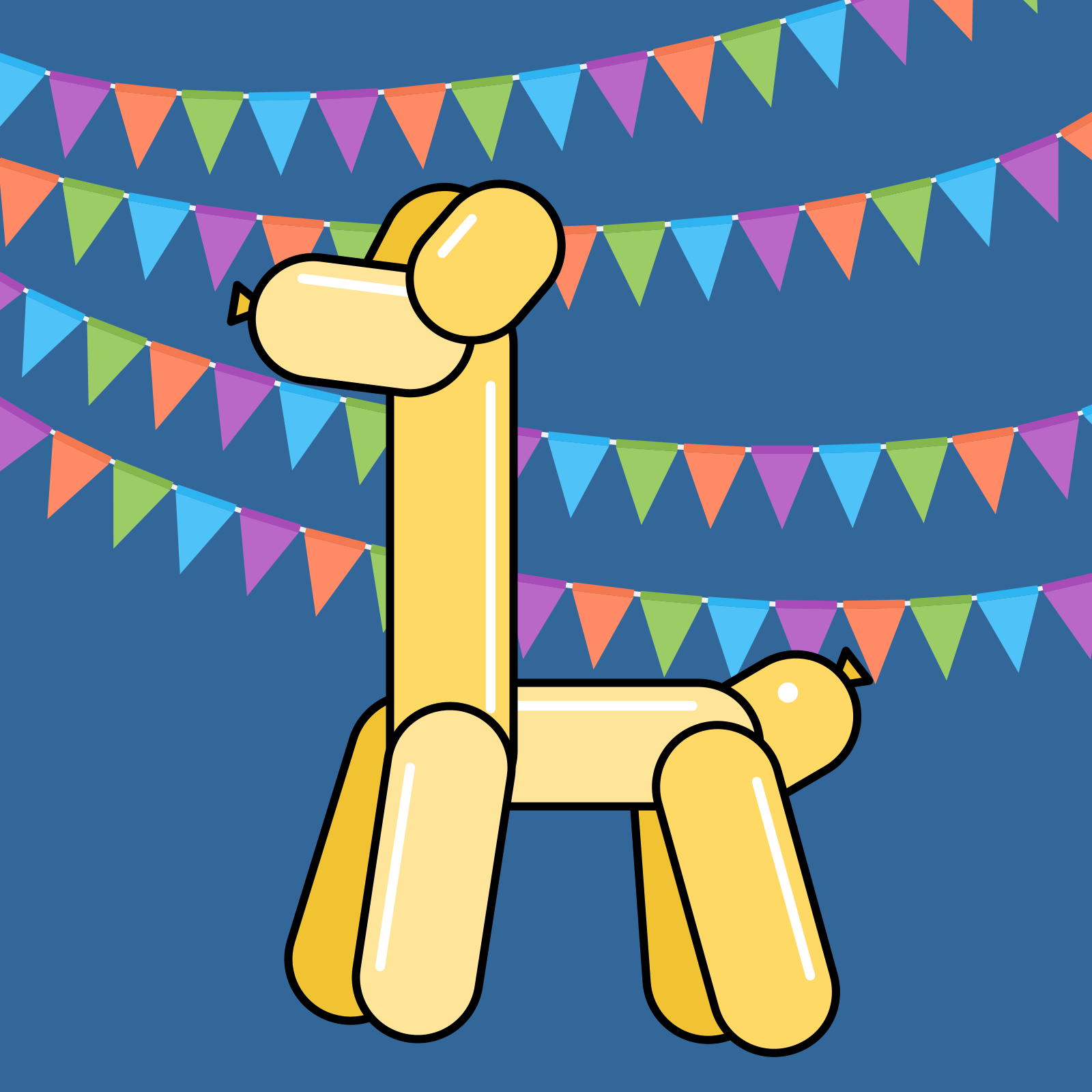 Drawing of a yellow giraffe balloon animal