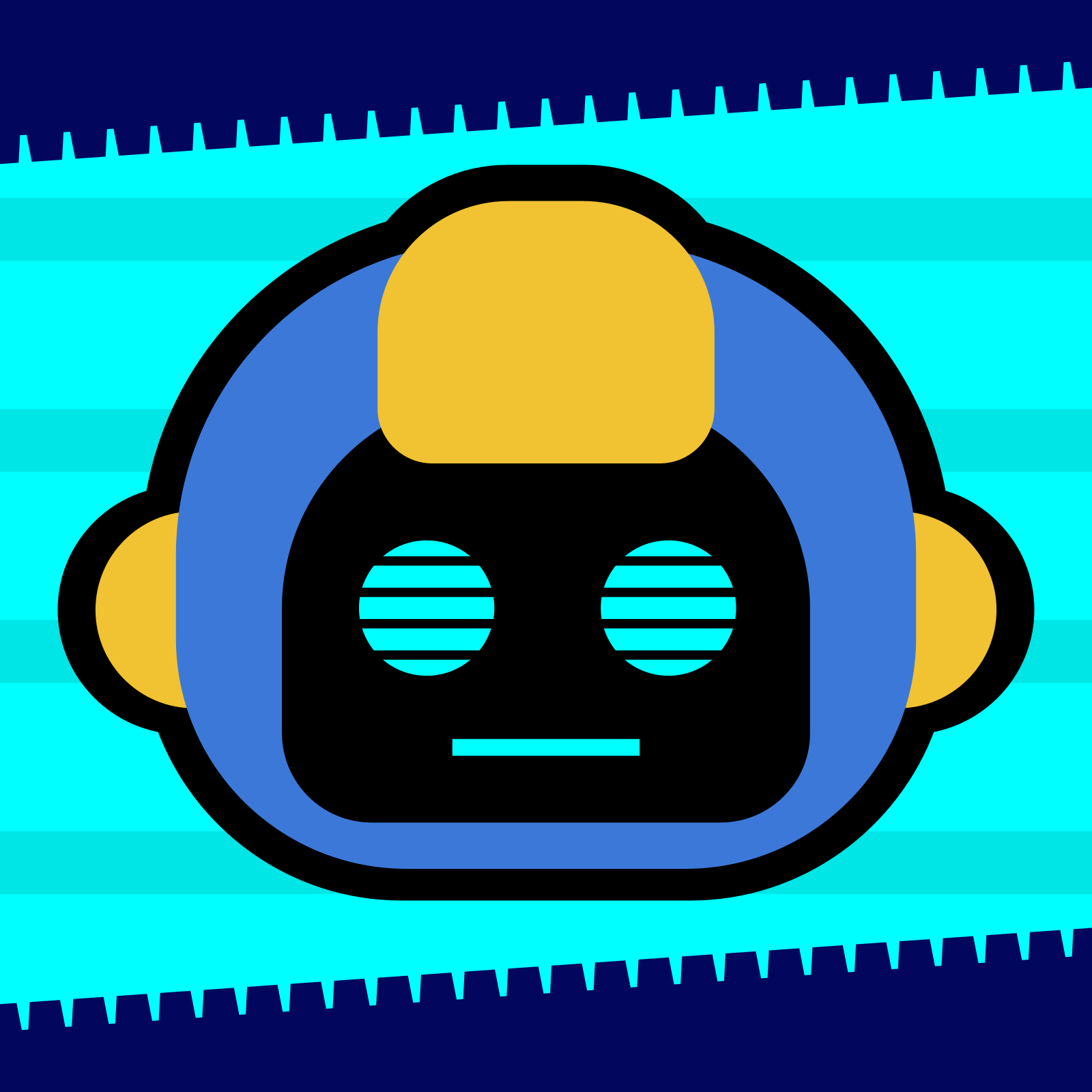 Robot head with bright eyes