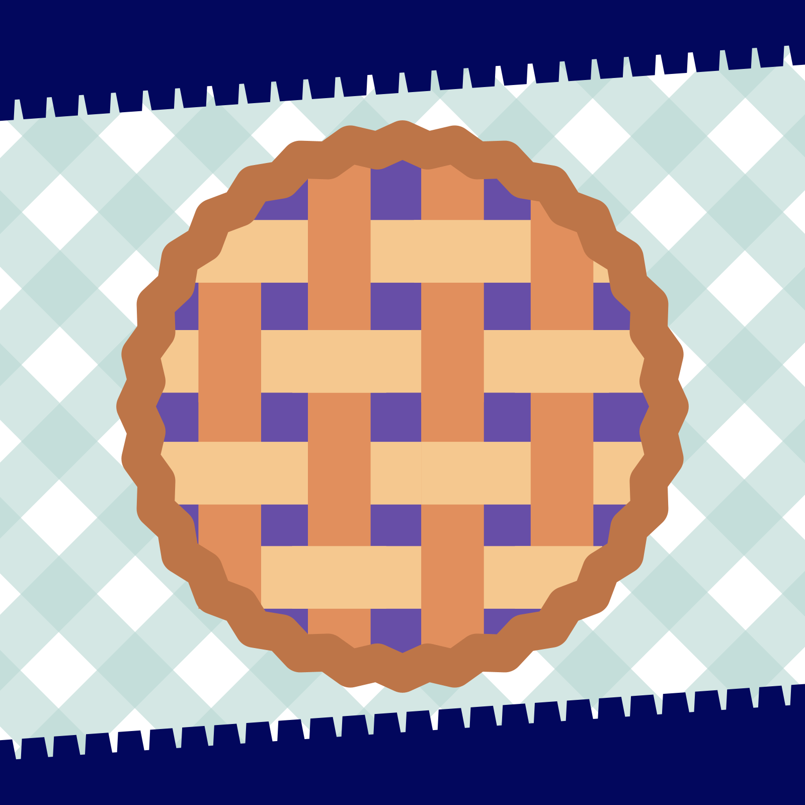 Top view of a whole fruit pie with a lattice crust