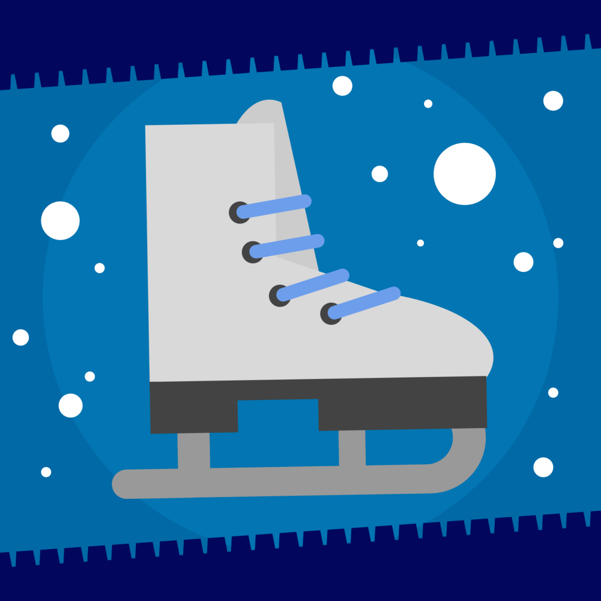 Drawing of a light gray ice skate