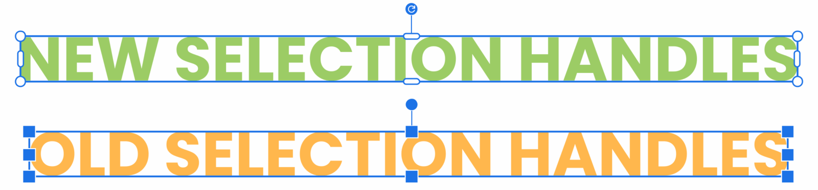 New and old selection handles